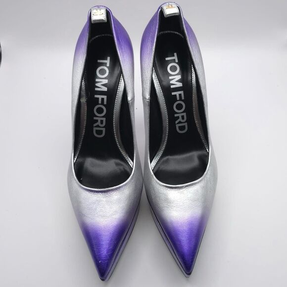 TOM FORD Size EU 39 Ombré Cone Heel Platform Pumps Cone Silver Mauve Women’s - Picture 14 of 16